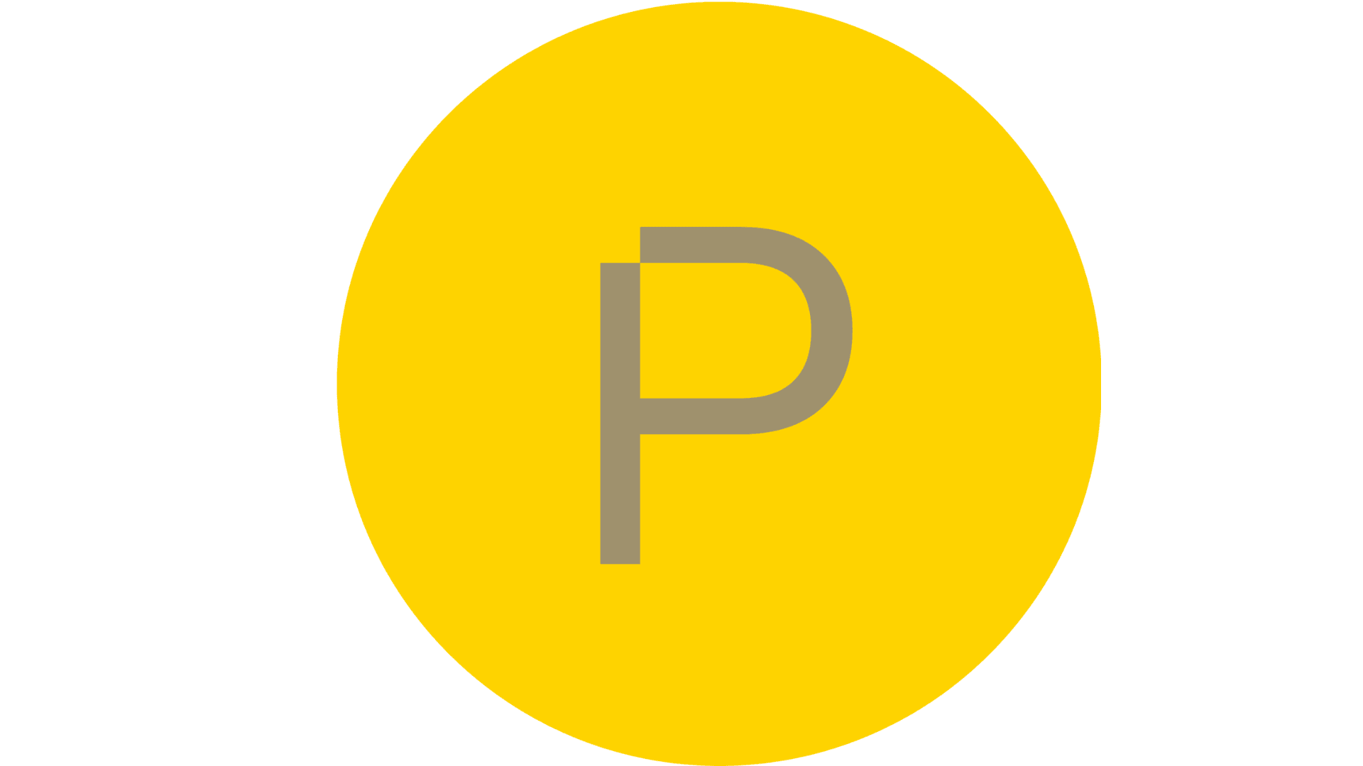 The logo of Postane in Istanbul is a yellow circle on a white background with a grey letter P
